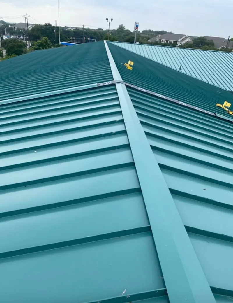 Green commercial metal roof ridge and valley for Metal Roof Repair in Reedurban